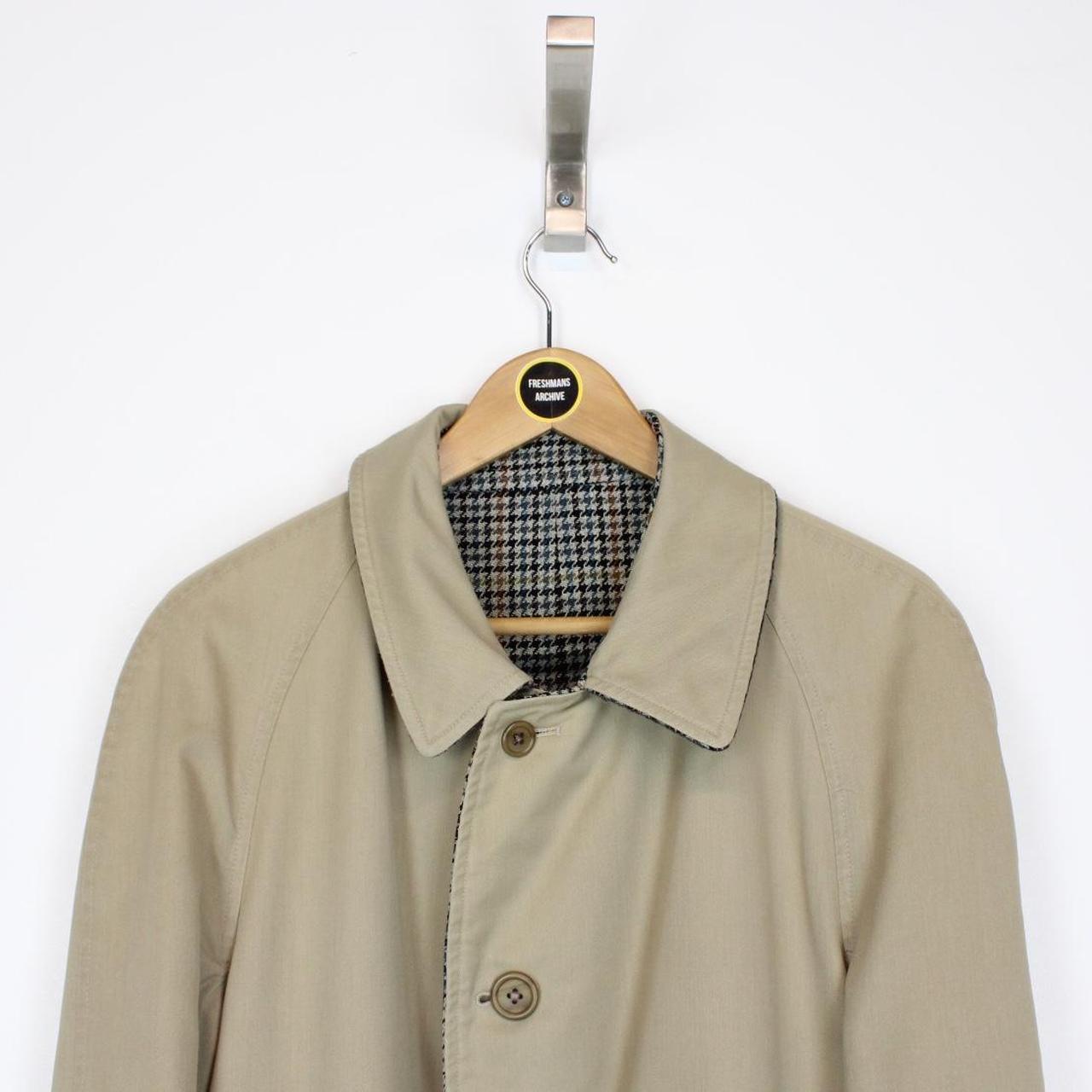 Vintage 80s Burberry Beige and Green Single Breasted Reversible Trench Coat