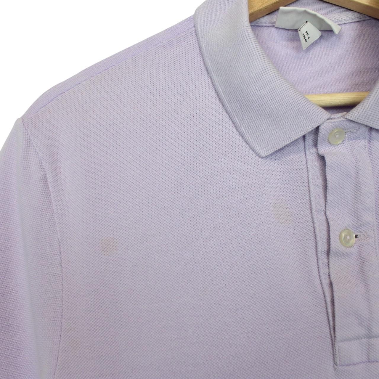 Lacoste lilac purple cotton polo shirt with embroidered crocodile logo and pocket.