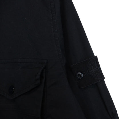 Stone Island Ghost SS 2020 Navy Blue Thick Cotton Button Up Overshirt