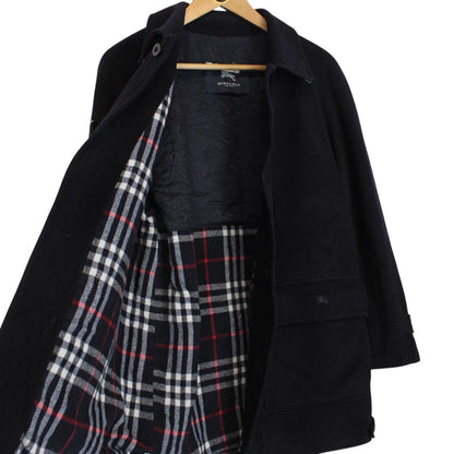 Vintage Burberry London Navy Blue Virgin Wool Blend Coat