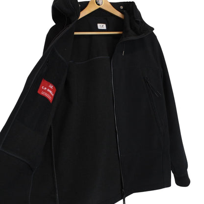 CP Company Black Full Zip Hooded Soft Shell Goggle Jacket