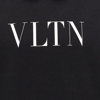 Valentino Black and White VLTN Print Spellout Hoodie Sweatshirt