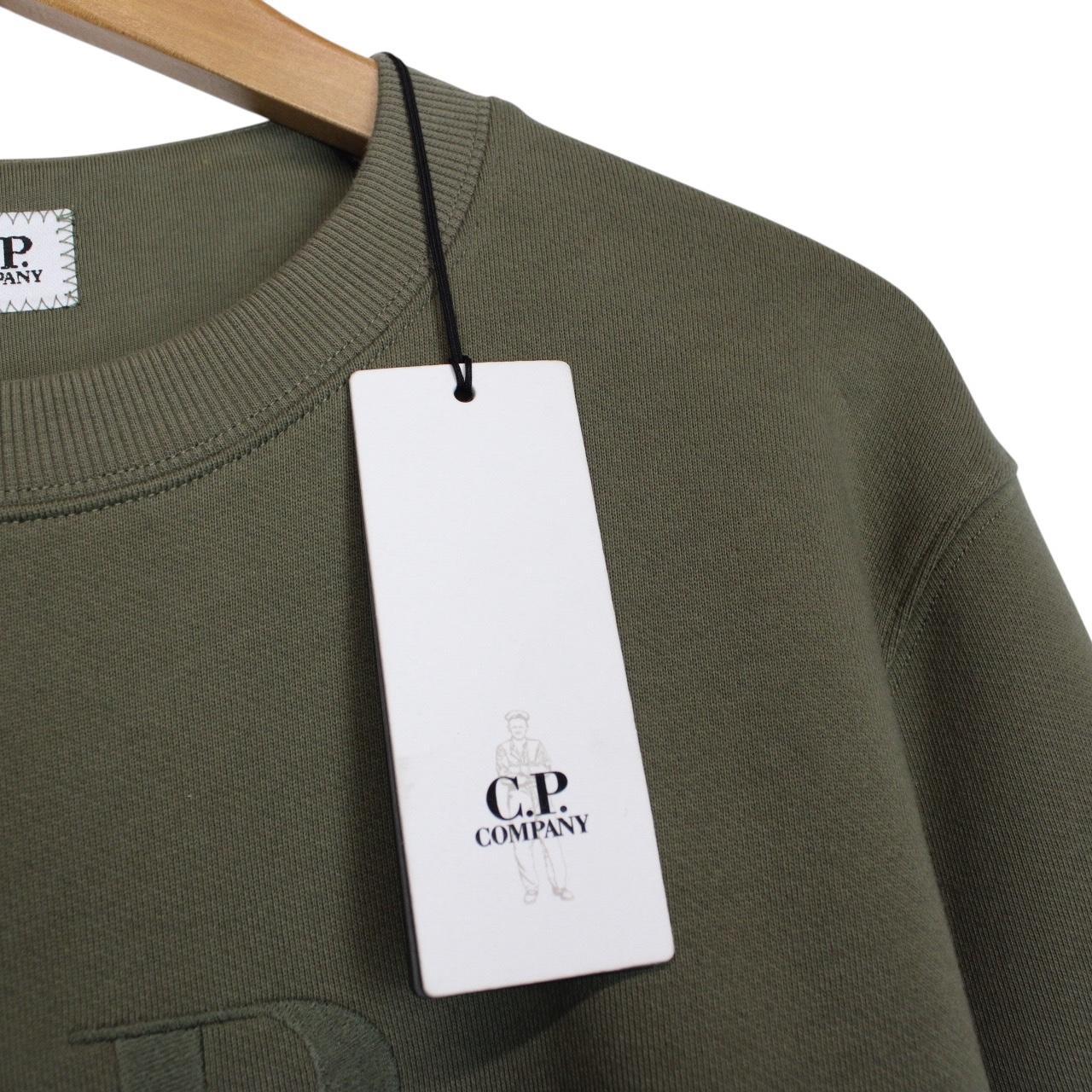 CP Company Black Diagonal Raised Fleece Cotton Logo Sweatshirt