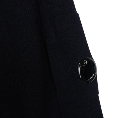 CP Company Navy Blue Wool/Nylon Knit Goggle Sweatshirt Jumper