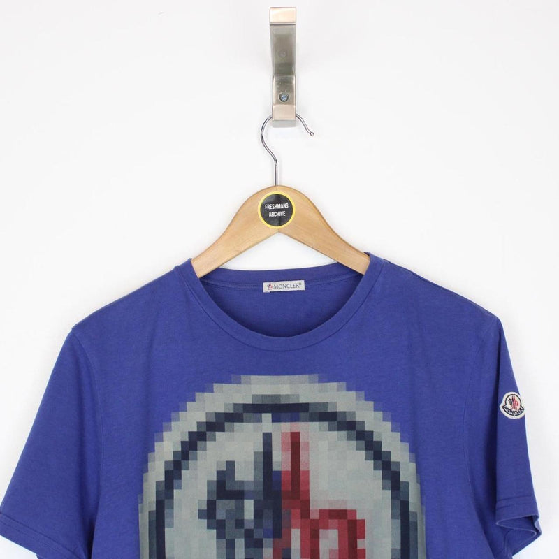 Moncler Blue Pixel Classic Logo Short Sleeve T-Shirt