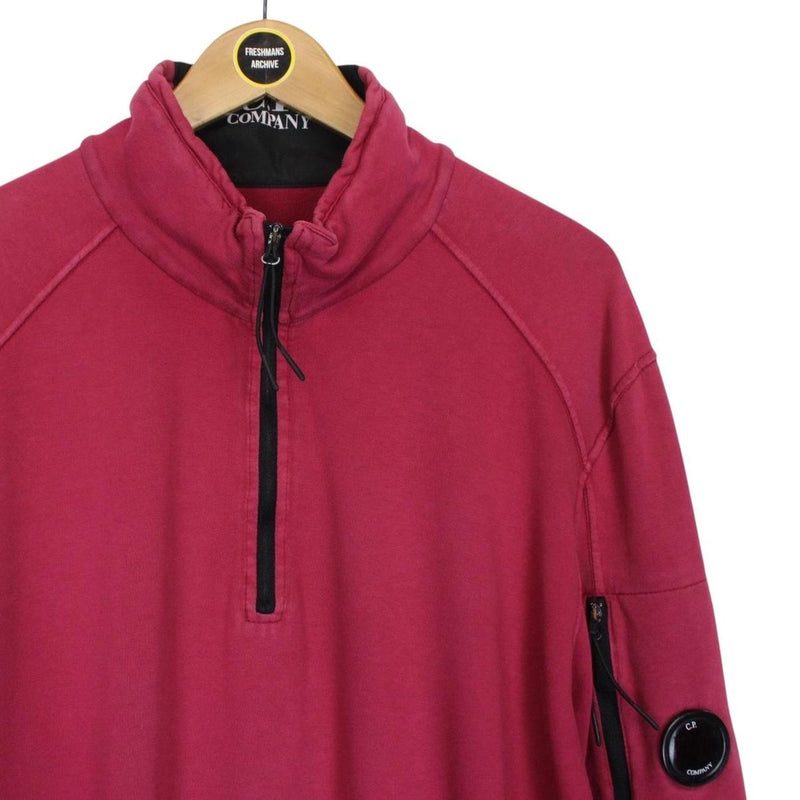 CP Company Burgundy 1/4 Zip Lens Sweatshirt Jumper