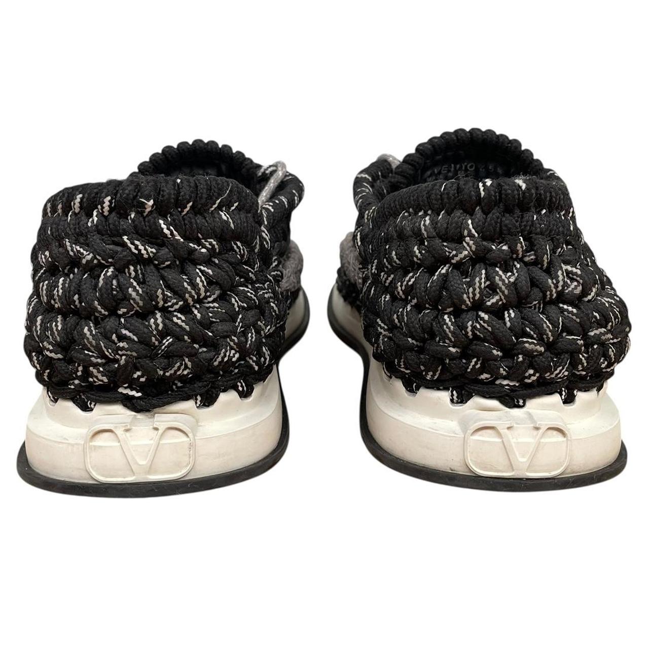 Valentino Garavani Black and Grey Crochet Rope Trainers