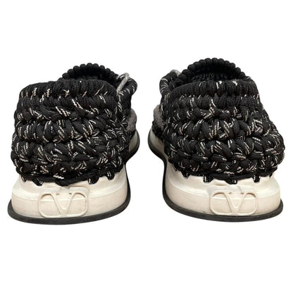 Valentino Garavani Black and Grey Crochet Rope Trainers