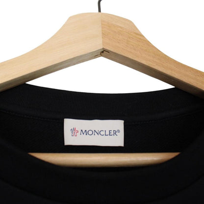 Moncler Black and White Logo Tape Print Cotton Sweatshirt