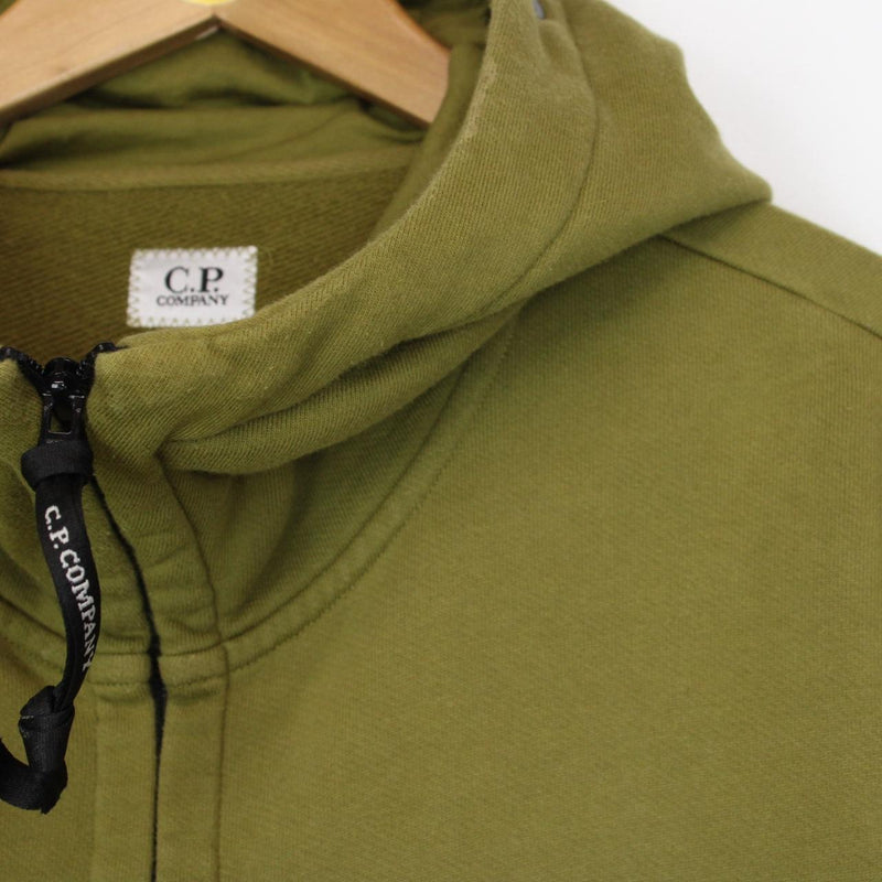 CP Company Green Cotton Full Zip Goggle Hoodie Jumper