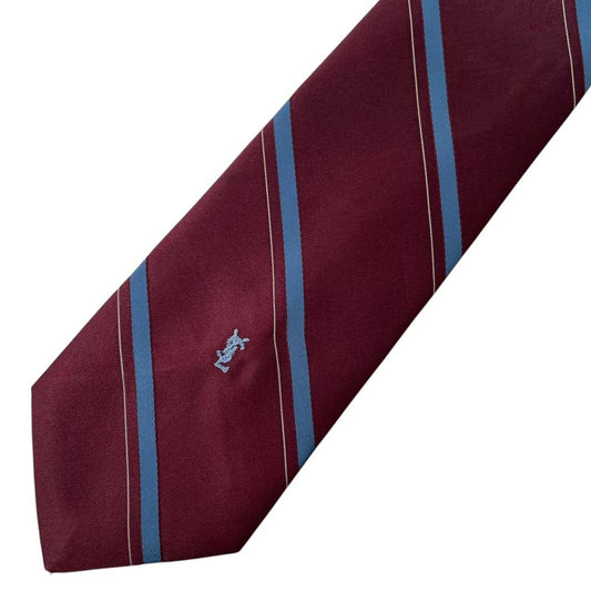 Vintage Yves Saint Laurent Burgundy and Blue Striped Logo Silk Tie