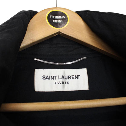 Saint Laurent Black Waxed Cotton Full Zip Parka Jacket