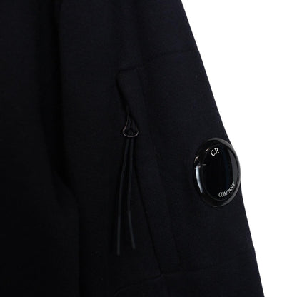 CP Company Navy Blue Diagonal Raised Fleece Cotton 1/4 Zip Lens Sweatshirt