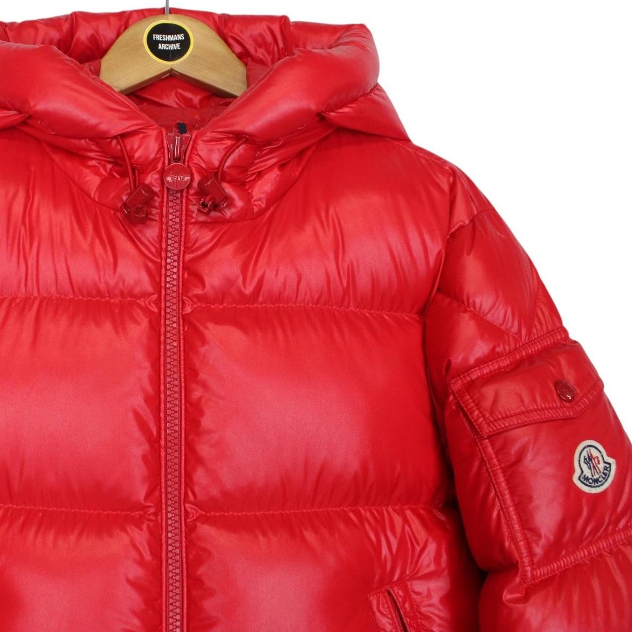 Moncler Ecrins Red Full Zip Hooded Down Jacket