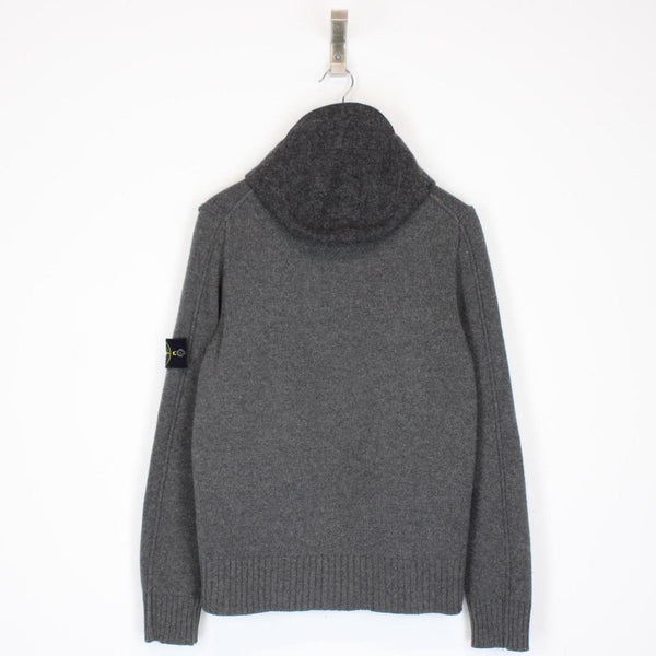 Vintage Stone Island AW 2009 Grey Wool Knit Full Zip Hoodie