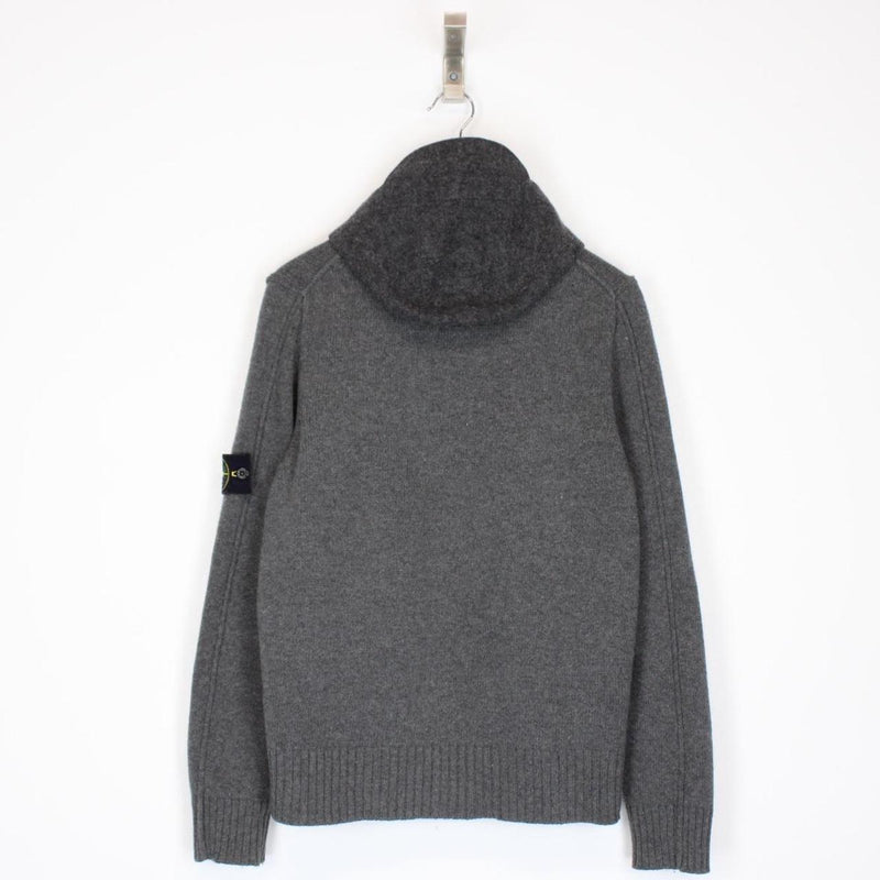 Vintage Stone Island AW 2009 Grey Wool Knit Full Zip Hoodie