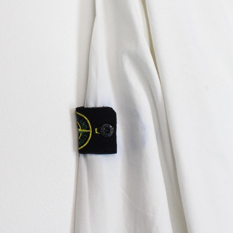 Stone Island White Button Up Cotton Overshirt Jacket
