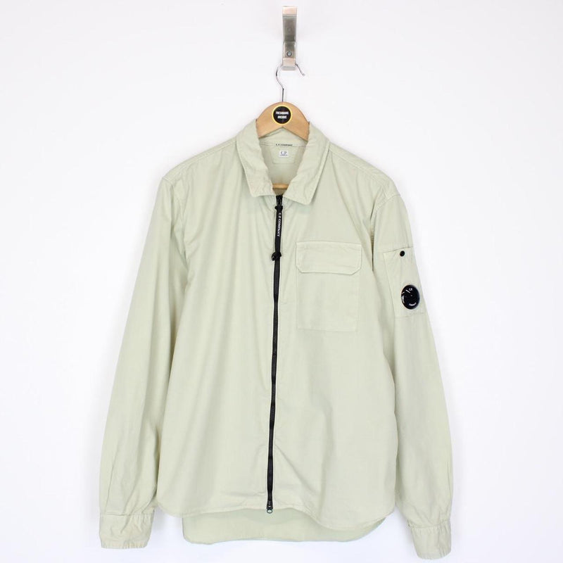 CP Company Beige Full Zip Cotton Lens Overshirt