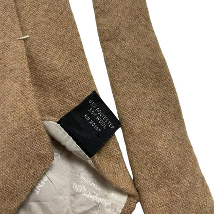 Yves Saint Laurent tan brown tie polyester/wool blend with subtle texture.