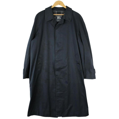 Burberry navy blue trench coat, belted, single breasted, vintage 90s style.