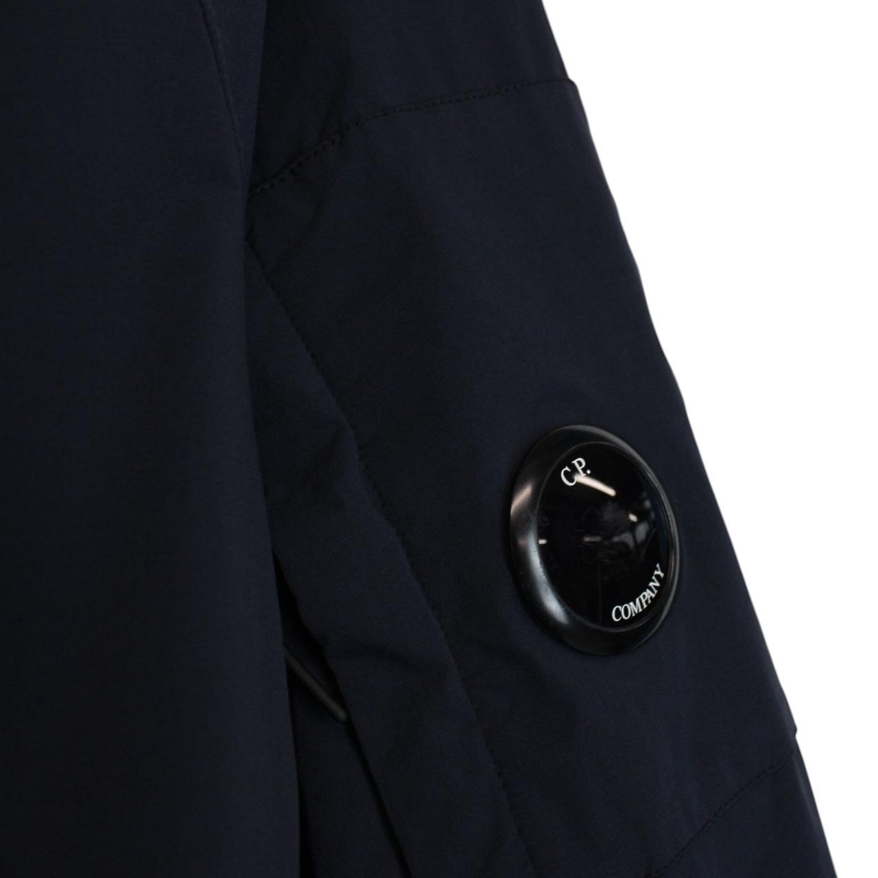 CP Company Navy Blue Nylon 1/4 Zip Lens Hooded Smock Jacket