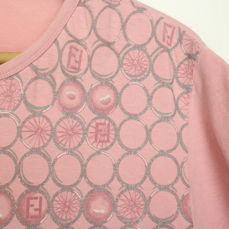 Vintage 90s Fendi Pink Zucca Monogram Short Sleeve Top