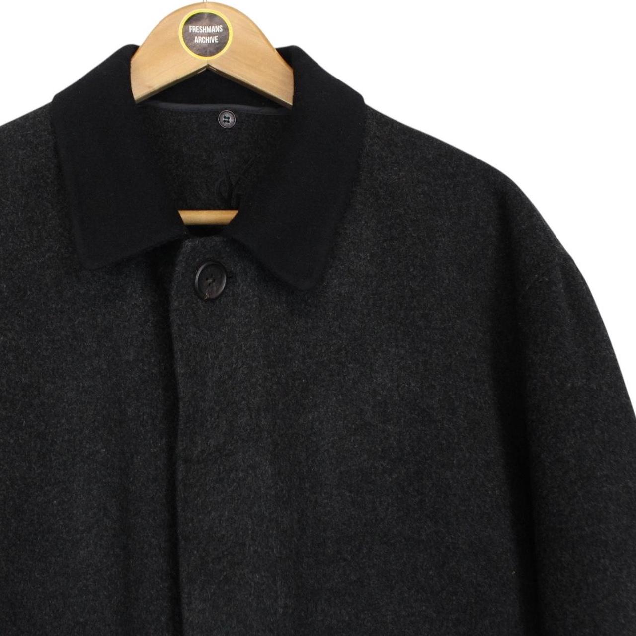 Vintage 90s Yves Saint Laurent Dark Grey Wool Blend Peacoat