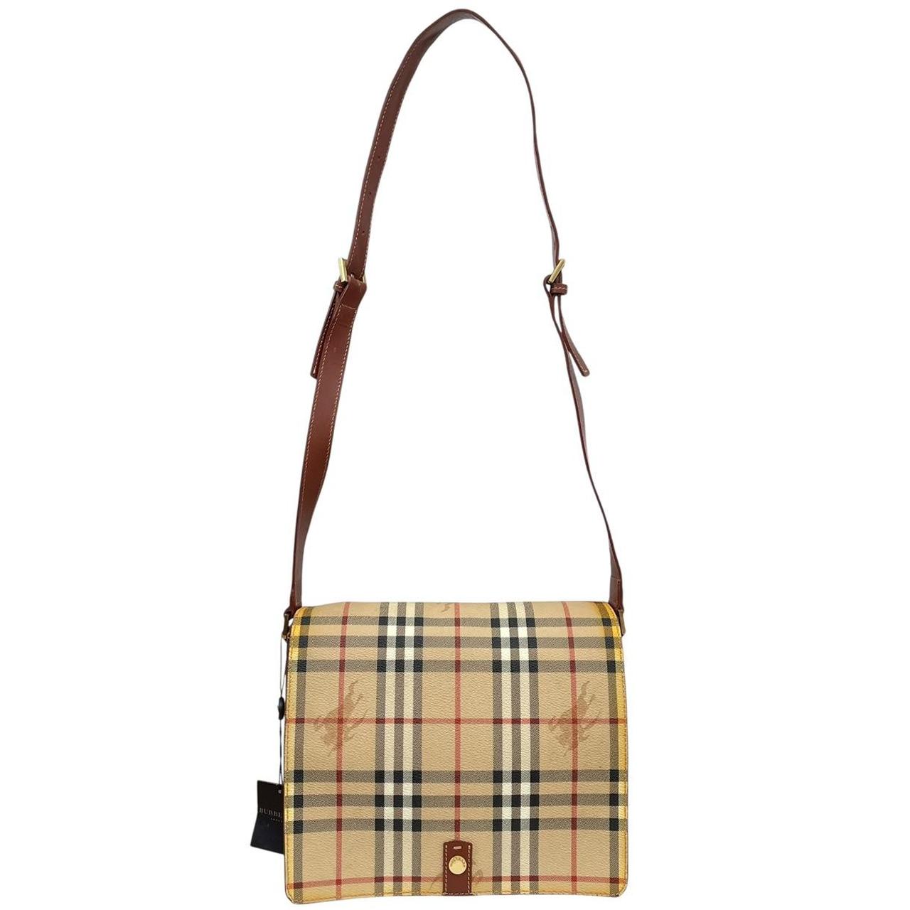 Vintage Burberry Beige and Brown Nova Check Crossbody Messenger Bag