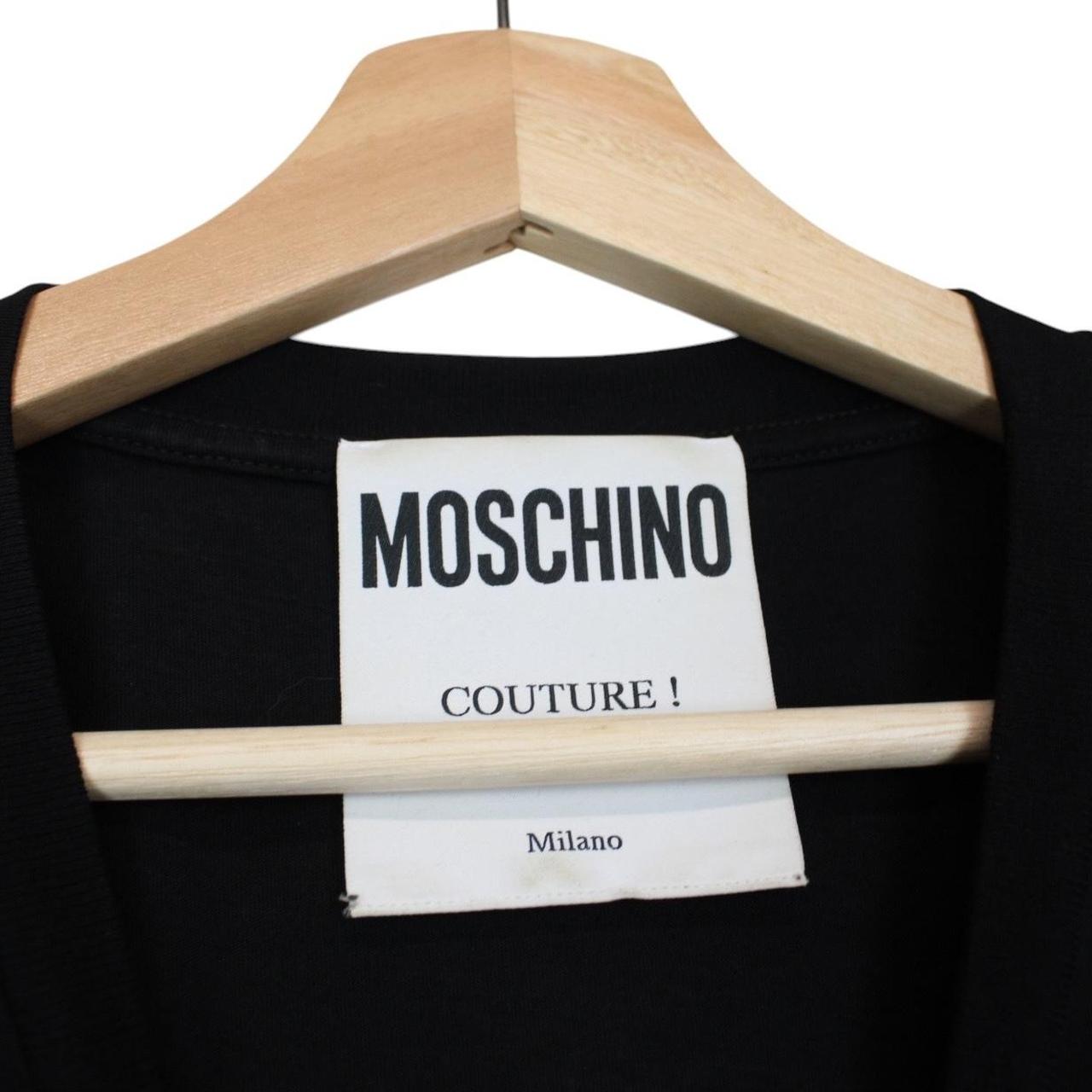 Moschino Black and White Short Sleeve Logo Print Cotton T-Shirt