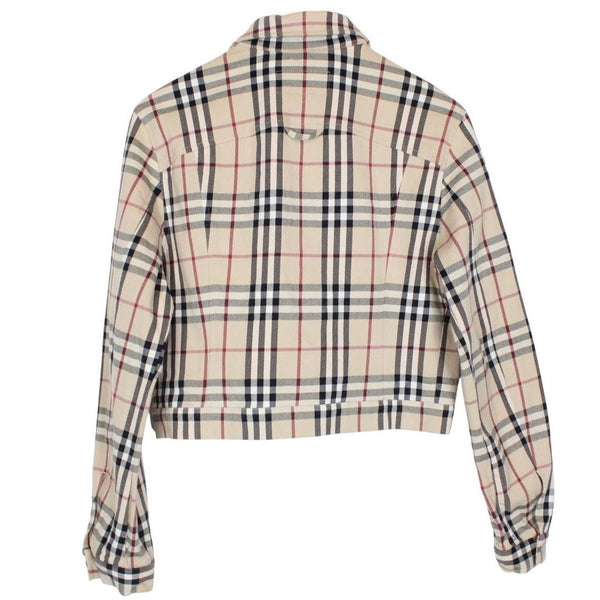 Burberry London Beige Nova Check Cropped Denim Jacket