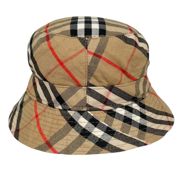 Vintage 80s Burberry Tan Brown Nova Check Cotton Bucket Hat