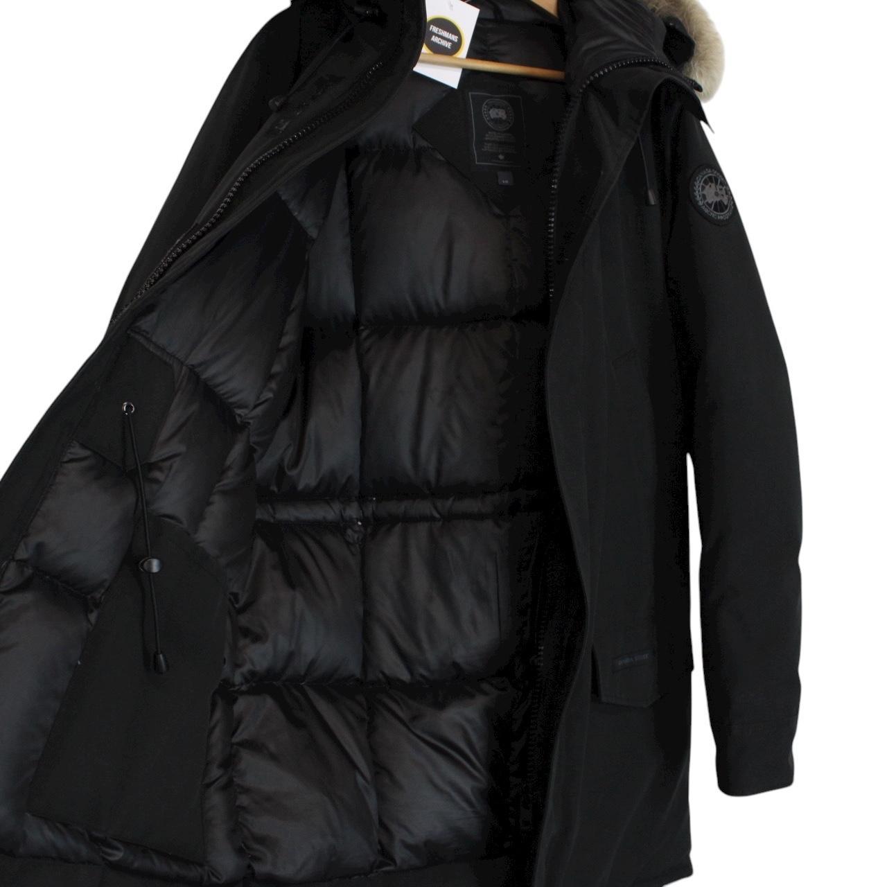 Canada Goose Black Langford Parka Black Label Down Coat with Fur Trim