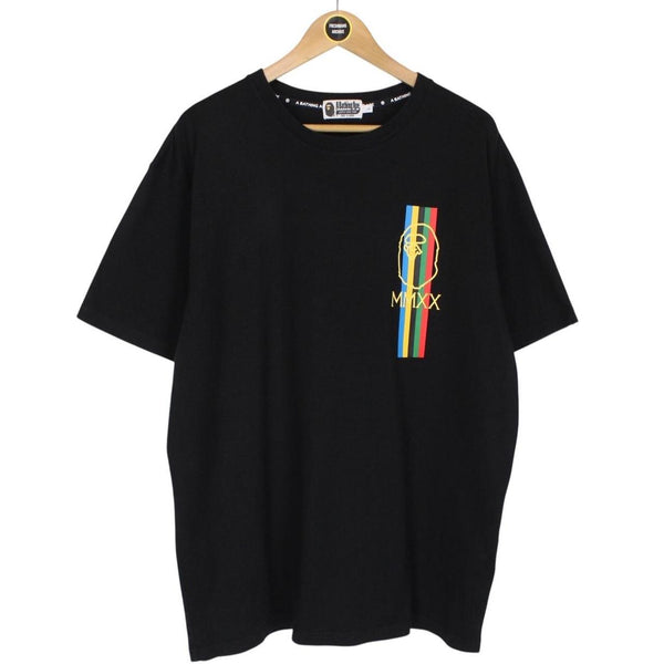Bape Black and Multicoloured Relaxed Line Graphic Short Sleeve T-Shirt