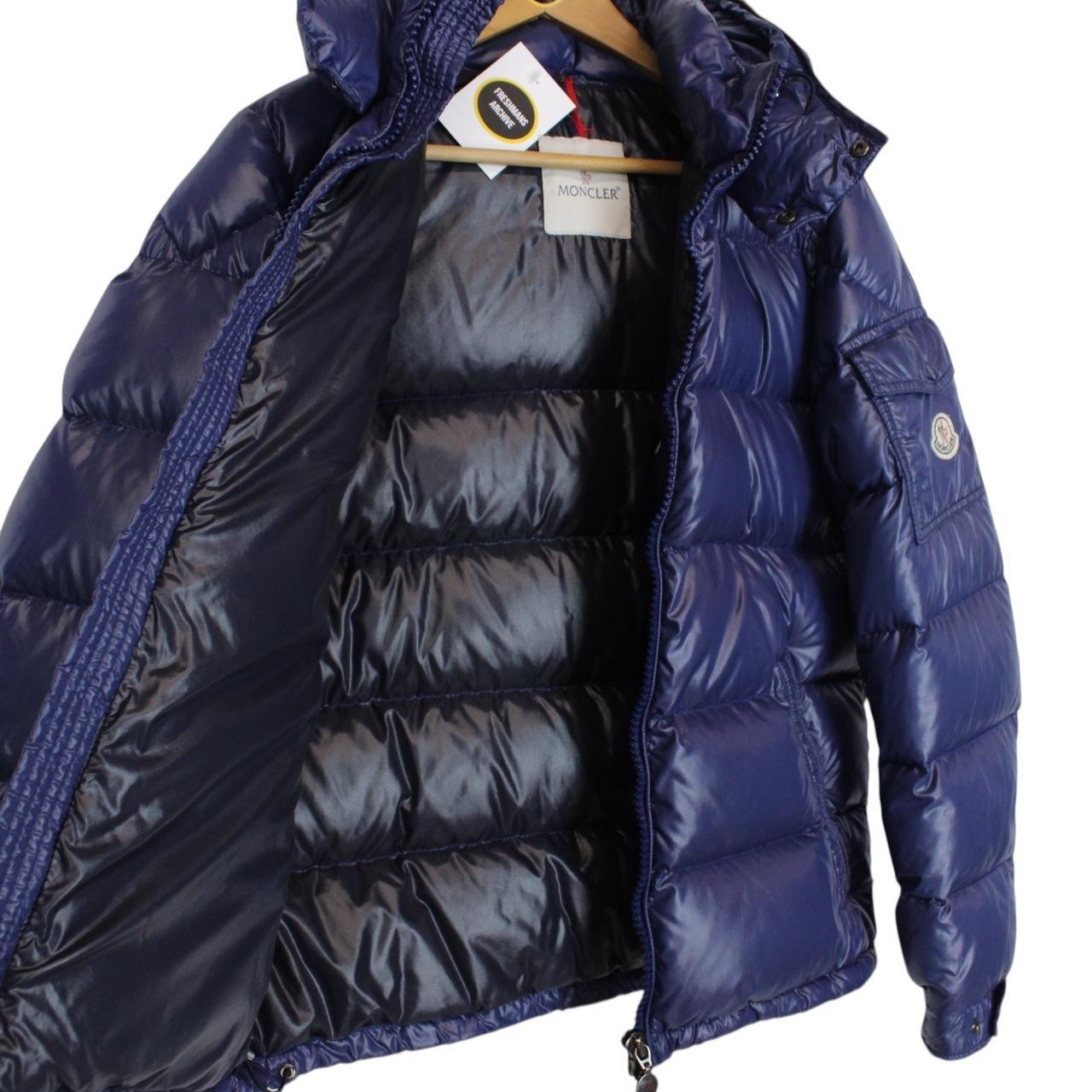 Moncler Maya Navy Blue Full Zip Hooded Down Puffer Jacket