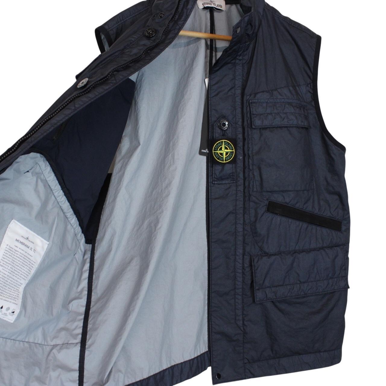 Stone Island SS 2022 Membrana 3L TC Navy Blue Vest Jacket