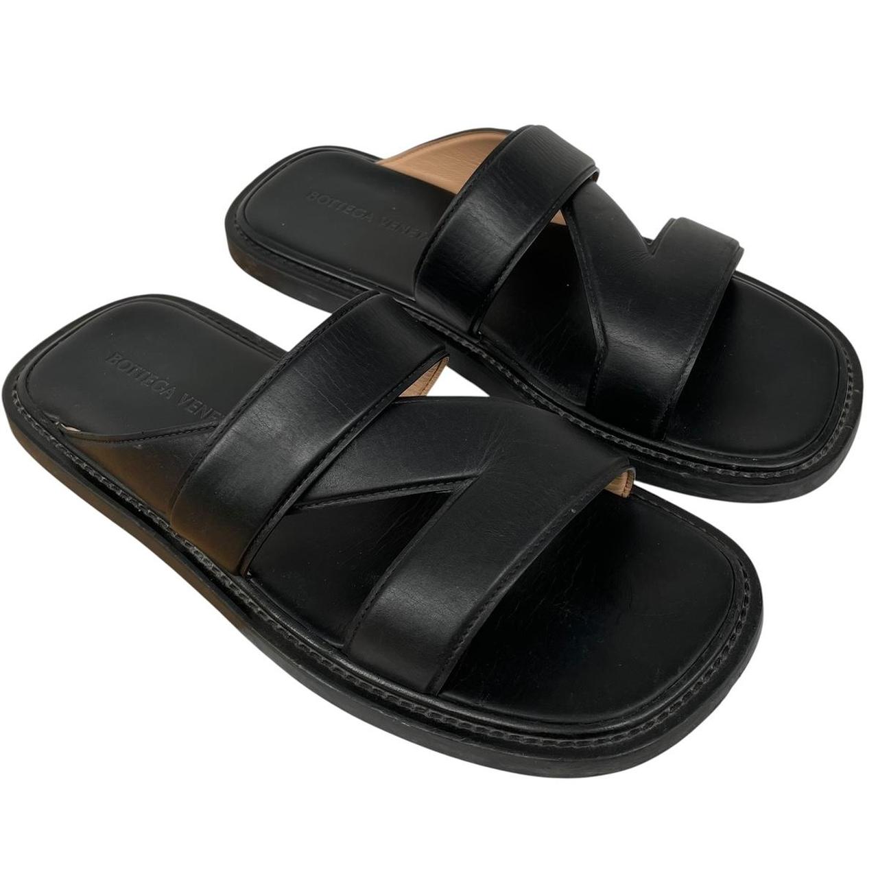 Bottega Veneta Black Calf Leather Band Sandals