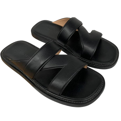 Bottega Veneta Black Calf Leather Band Sandals