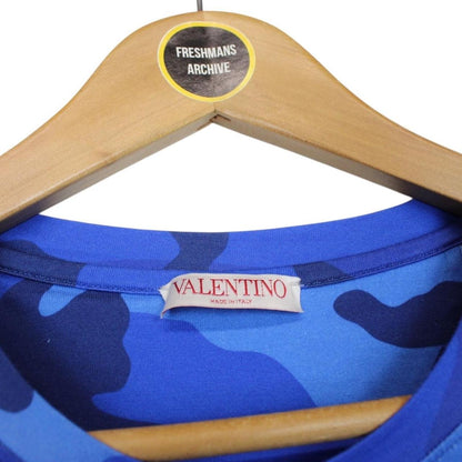 Valentino Garavani Blue Camo Cotton Short Sleeve T-Shirt