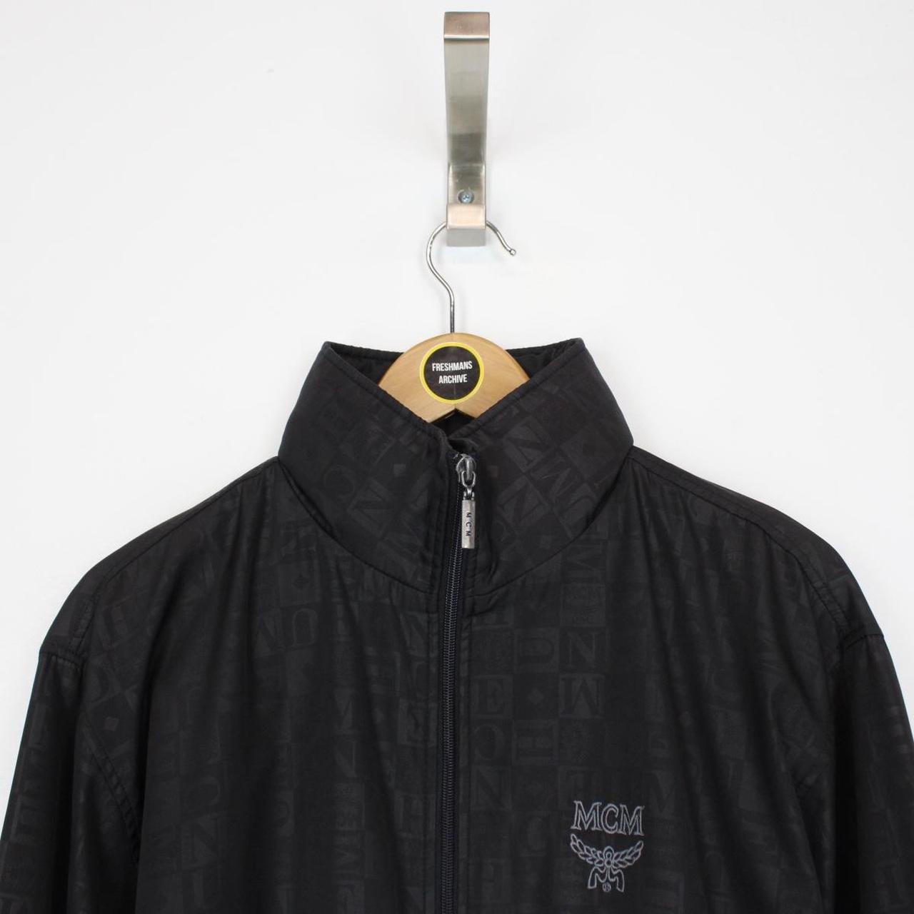 Vintage 90s MCM Grey and Black Full Zip Logo Jacket