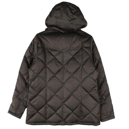 Barbour brown puffer jacket full zip with logo and quilted design.