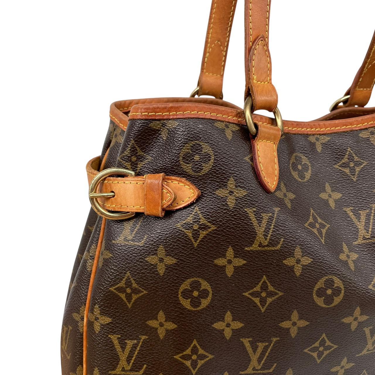 Louis Vuitton Brown Coated Canvas/Leather Vertical Monogram Tote Batignolles Bag