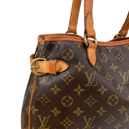 Louis Vuitton Brown Coated Canvas/Leather Vertical Monogram Tote Batignolles Bag