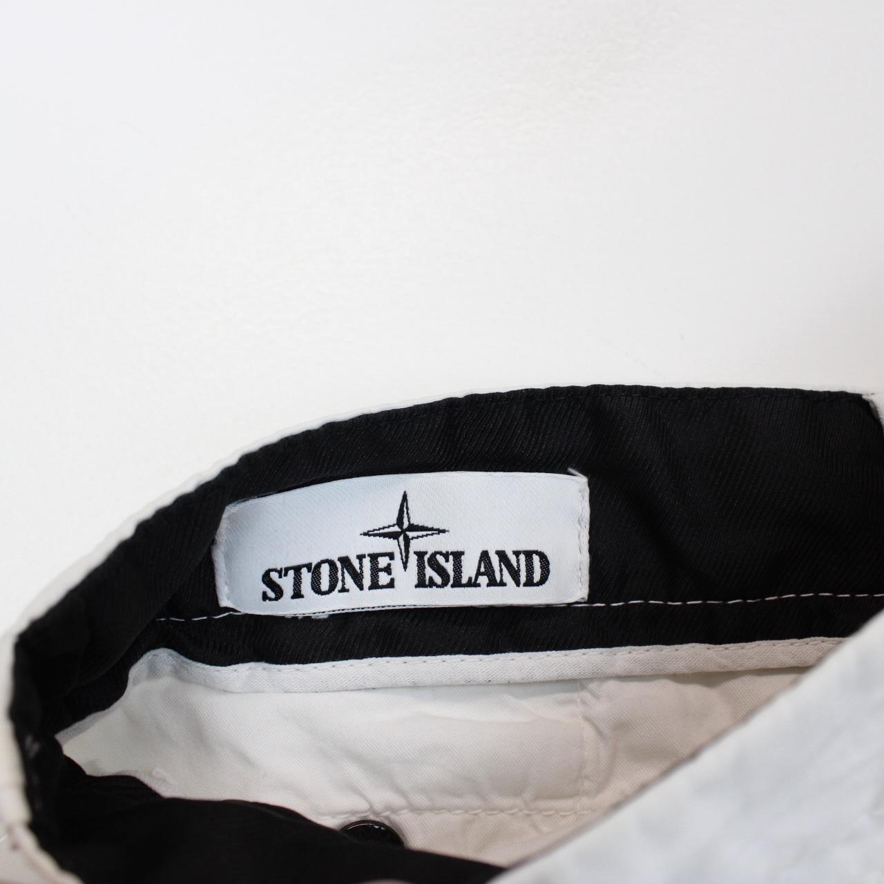 Stone Island White Bermuda Cotton Cargo Shorts