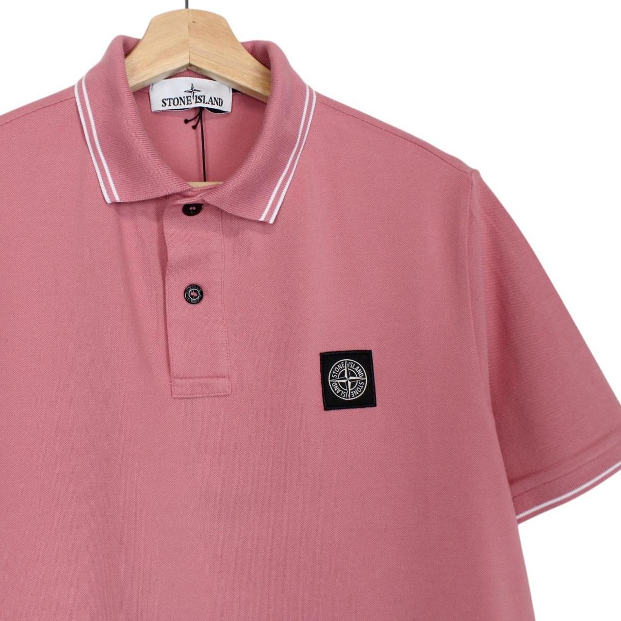 Stone Island Pink Short Sleeve Slim Fit Organic Cotton Polo Shirt