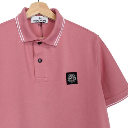 Stone Island Pink Short Sleeve Slim Fit Organic Cotton Polo Shirt