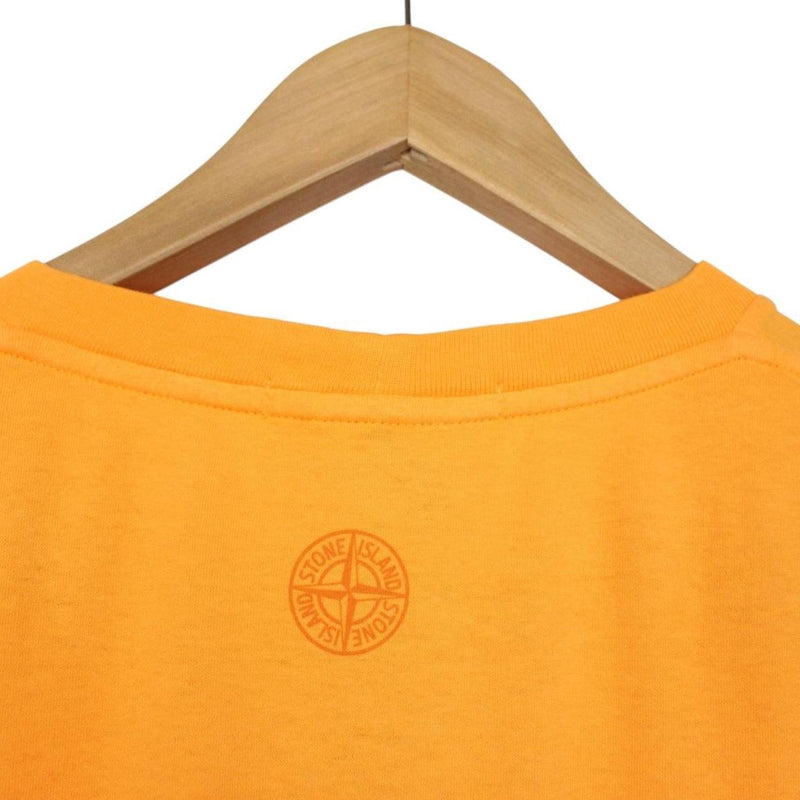 Stone Island SS 2023 Orange Abbreviation One Print Short Sleeve Cotton T-Shirt