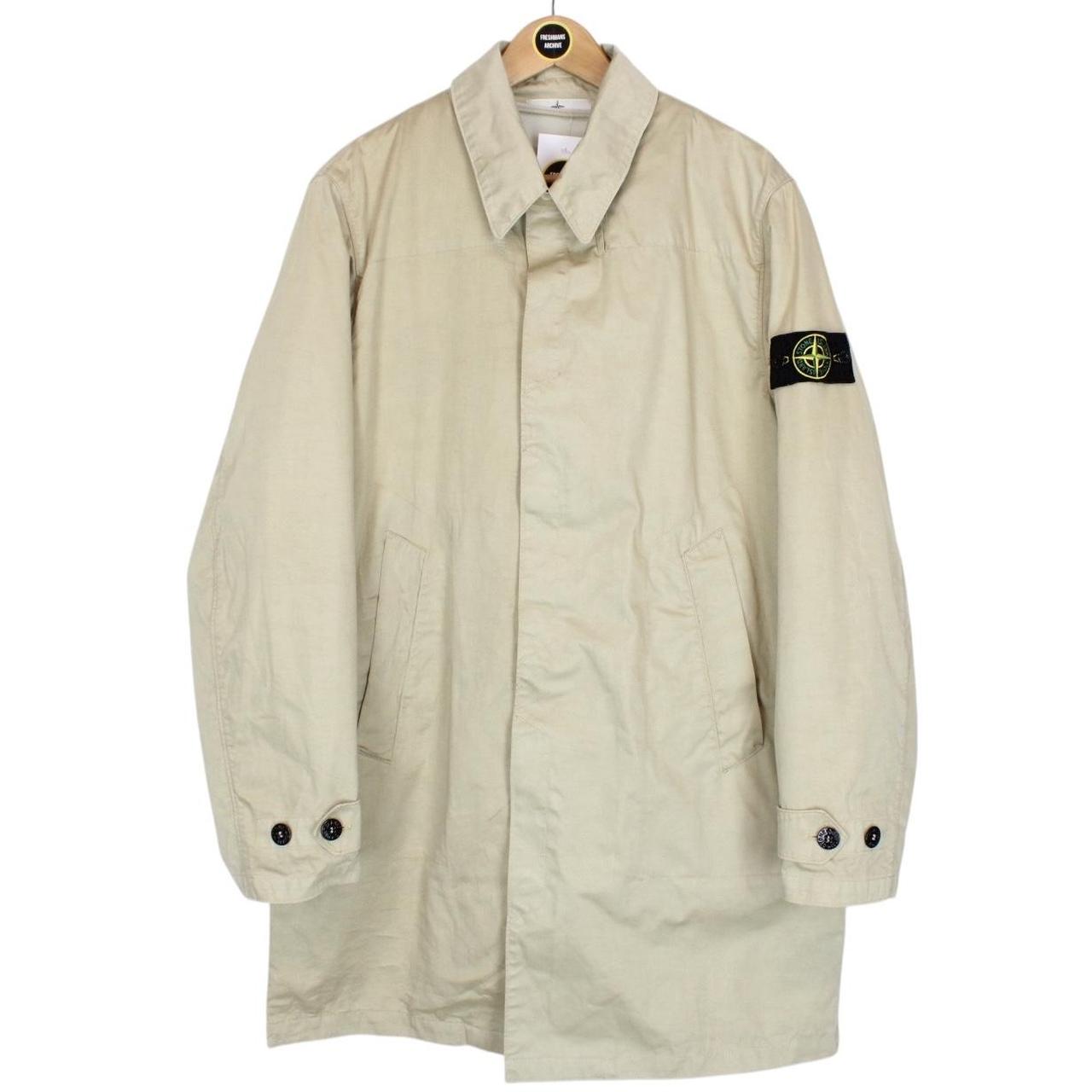 Stone Island AW 2012 Beige Raso Gommato Vinyl Cover Coat with Dutch Rope Lining