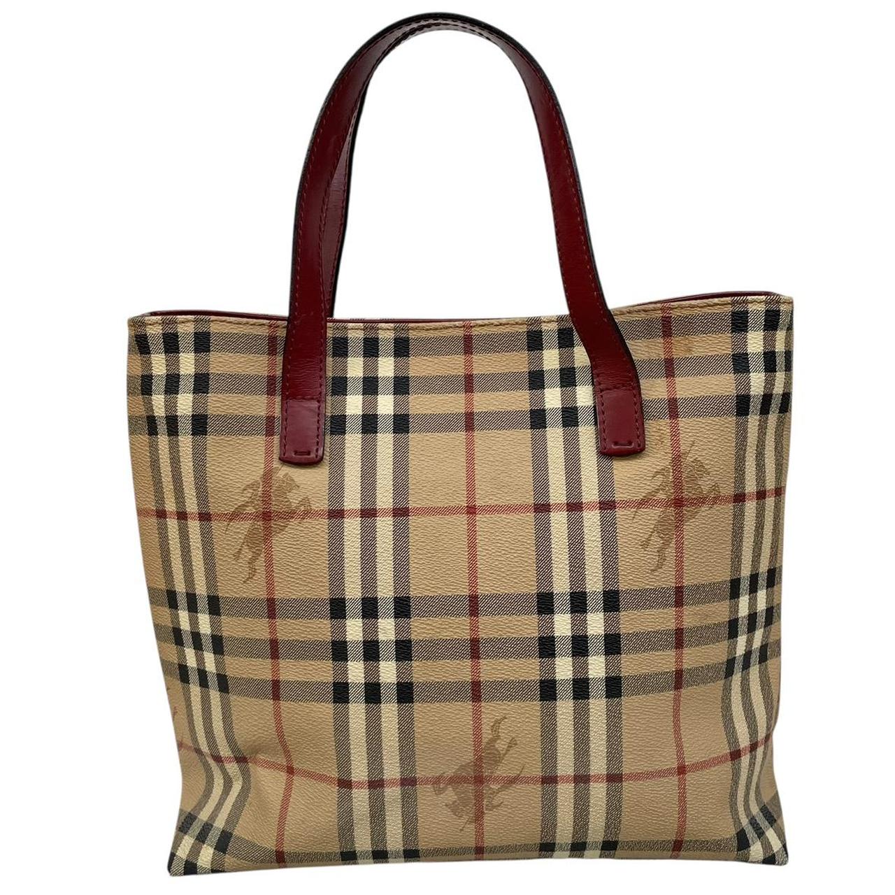 Burberry London Tan Brown Nova Check Coated Canvas Tote Bag