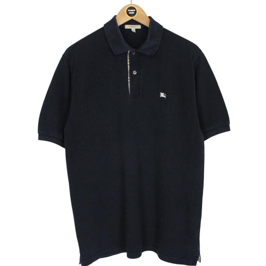 Burberry London Navy Blue Nova Check Short Sleeve Cotton Polo Shirt