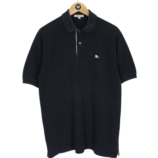 Burberry London Navy Blue Nova Check Short Sleeve Cotton Polo Shirt